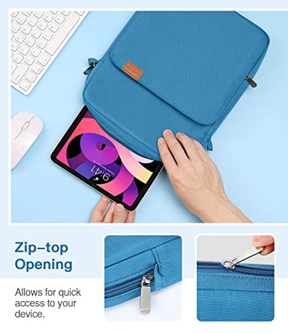 MoKo 9-11 Inch Tablet Sleeve Bag Handle Carrying Case with Shoulder Strap | Fits iPad Pro/Air/A16 11-inch, iPad 10th 10.9, iPad 9/8/7th 10.2, iPadAir 5/4th 10.9 and Tab S8/S9 11-inch, Peacock Blue - color: Peacock Blue, size: 9-11 inch