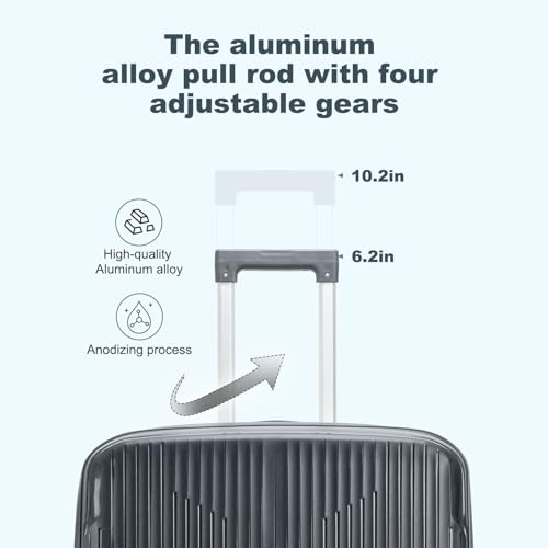 Nazhura Luggage Set, 3-Piece Hardside Suitcase Set, 20-inch Carry On, 24-inch, 28-inch Luggage - color: Grey