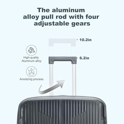 Nazhura Luggage Set, 3-Piece Hardside Suitcase Set, 20-inch Carry On, 24-inch, 28-inch Luggage - color: Grey