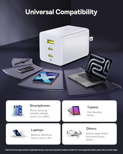 Baseus 100W USB C Charger Block, 3-Port Foldable Compact PPS Wall Charger, Fast Charging Power Adapter for MacBook Pro/Air, iPad, iPhone 17/16, Galaxy S24, Steam Deck & More (White) - style: 100W-White