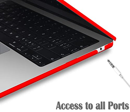 UESWILL Compatible with MacBook Air 13 inch M5 M4 M3 M2 Case 2022-2026 Model A3449 A3240 A3113 A2681, Matte Hard Shell Case Cover for MacBook Air 13.6 + Microfiber Cloth, Red - color: Red, size: MacBook Air 13" (M2 M3 M4 M5)
