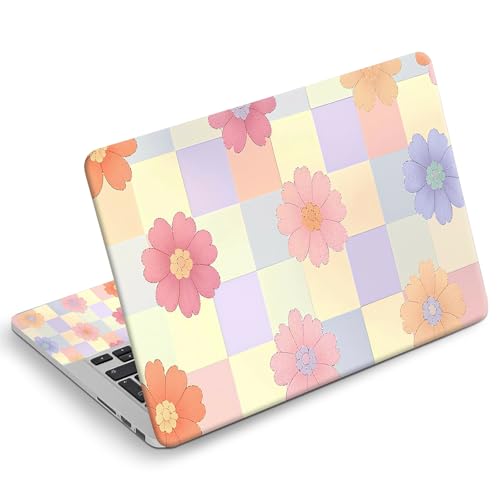 Universal Laptop Skin Sticker Decal, Compatible with MacBook HP Dell Lenovo 12"-15.6", Reusable Vinyl Notebook Cover 3PCS Set, High-Recognition Film-Pastel Flower Checkerboard - color: Pastel Flower Checkerboard