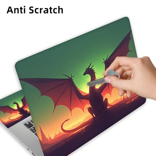 Aesthetic Laptop Skin Cover,12-15.6 Inch Universal Vinyl Sticker Decal,Waterproof Scratch-Resistant Notebook Wrap,Removable Residue-Free Protector,Dragon Silhouette Sunset - color: Dragon Silhouette Sunset