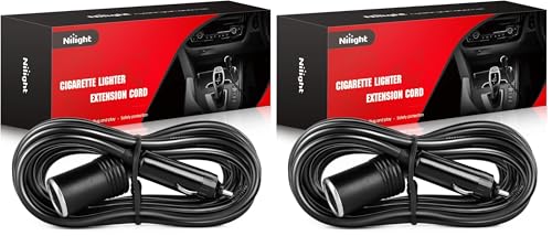 Nilight NI-WA-01C Cigarette Lighter Extension Cord Cable Heavy Duty 14ft 12V/24V Car Charger with Cigarette Lighter Socket (Pack of 2) - color: 4,3 m Zigarettenanzünder schwarz