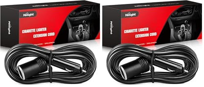 Nilight NI-WA-01C Cigarette Lighter Extension Cord Cable Heavy Duty 14ft 12V/24V Car Charger with Cigarette Lighter Socket (Pack of 2) - color: 4,3 m Zigarettenanzünder schwarz