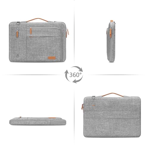 MOSISO Laptop Shoulder Bag 15.6 inch, 15-16 inch Protective Computer Bags | Compatible with MacBook Pro 16/Air 15, HP Dell Lenovo Asus, Side Open Laptop Sleeve Bag with Trolley Sleeve&4 Pockets,Gray