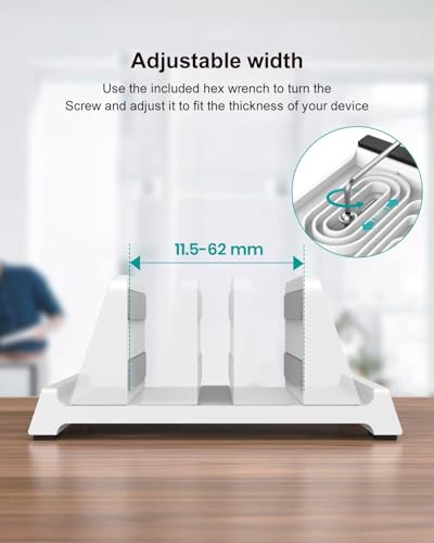 Verticle Laptop Stand,Adjustable Vertical Laptop Stand for Desk，Compatible with 11-inch to 17.3-inch Computer Stand for Laptop(White) - color: White