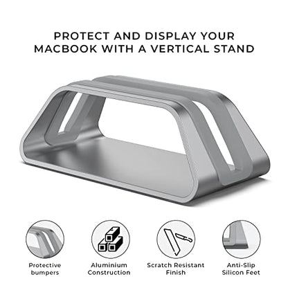 HumanCentric Vertical Laptop Stand Compatible with MacBook Pro & Air | PC Desk Stand, Aluminium, Exchangeable Inserts for Different Device Models, Space Grey, Fits MacBook Pro & MacBook Air - color: Space Gray