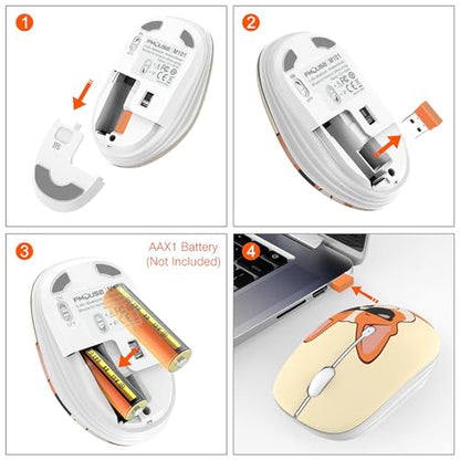 FMOUSE Cute Wireless Mouse, Bluetooth & 2.4GHz Dual Mode with USB Receiver, Silent Click, AA Battery Powered, for Kids Students Teen Girls, Compatible with Laptop Mac iPad PC (Cool French Bulldog) - color: Cool French Bulldog
