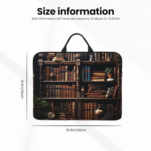 14 inch Laptop Sleeve with Handle Shockproof Laptop Bag Waterproof Computer Cover Bag Books on The Bookshelf Briefcase
