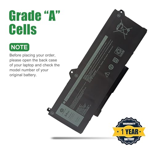 GRT01 Laptop Battery Replacement for Dell Latitude 5421 5431 5521 5531 Precision 3470 3561 3571 3581 3591 Series Notebook 00P3TJ 0P3TJ 0R05P0 R05P0 Black 15.2V 64Wh 4000mAh - size: 12.2*4.5*1.2inch GRT01