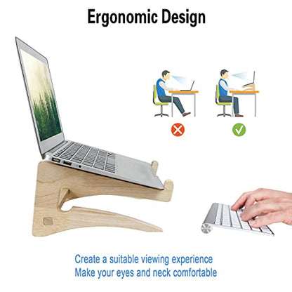 UI U & I Laptop Stand, Wooden Laptop Stand, Detachable Wooden Notebook Holder Mount Stand for Desk, 11-14inch Compatible with Apple MacBook Air Mac Pro, HP, DELL, Acer, Toshiba, Surface, Lenovo etc - size: small