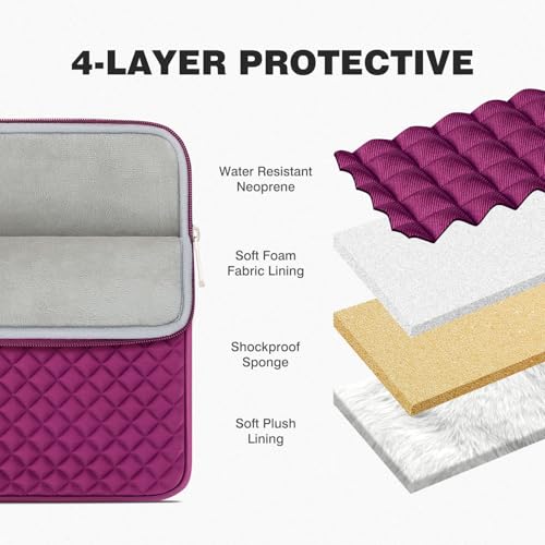 RAINYEAR 11 Inch Laptop Sleeve Shockproof Diamond Foam Case, Rose Red | Protective Soft Fluffy Lining Carrying Bag Case Compatible with 11.6'' MacBook Air 13” MacBook Neo A18, 11" Computer Notebook - color: Rose Red, size: 11"-11.6"