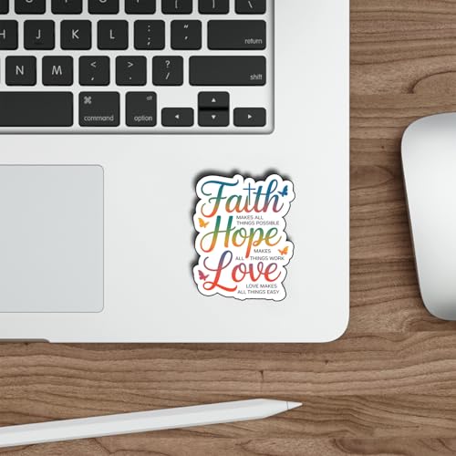 (3Pcs) Faith Hope Love Stickers Christian Inspirational Bible Verse Quote Religious Scripture Prayer Gifts Waterproof Vinyl Decal for Kindle Water Bottle Bumper Car Hard Hat Phone Laptop Size 3"x2" - color: Faith Hope Love