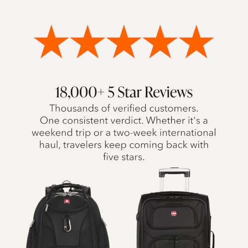 SWISSGEAR Sion 2-Piece Travel Set, Softside Expandable Carry-On Spinner Bundled with 1900 ScanSmart 17" Laptop Backpack with RFID Blocking & Tech Organization, Black - color: Black, size: 2-Piece Set (Carry-On/Backpack)