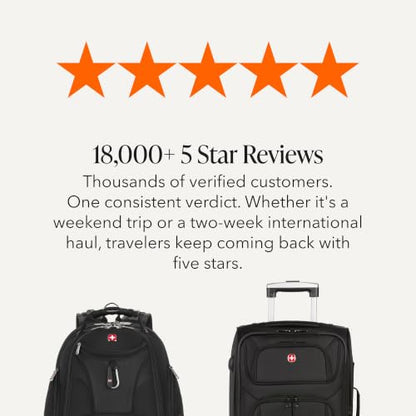 SWISSGEAR Sion 2-Piece Travel Set, Softside Expandable Carry-On Spinner Bundled with 1900 ScanSmart 17" Laptop Backpack with RFID Blocking & Tech Organization, Black - color: Black, size: 2-Piece Set (Carry-On/Backpack)