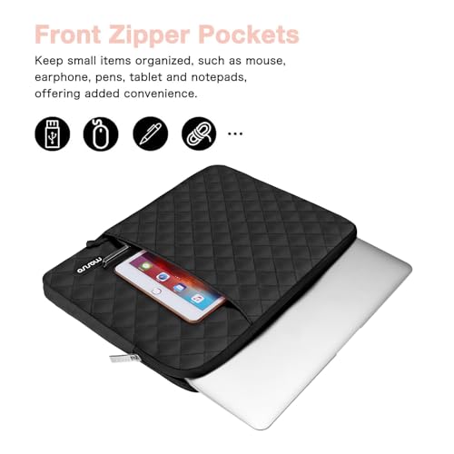 MOSISO Laptop Case 13.3 inch, 13-13.3 inch Laptop Sleeve, Black | Compatible with MacBook Neo/Air 13.6/Pro 13/Pro 14, HP Dell ASUS Lenovo, Square Quilted Vertical Bag with Pocket&Small Case - color: Black, size: 13.3 inch