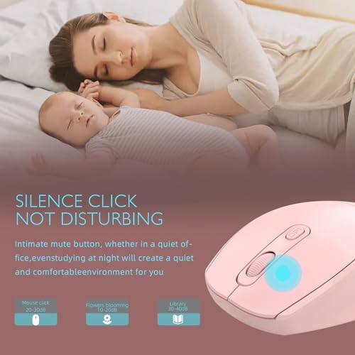 ONE-UP Wireless Mouse, 2.4G, Silent, Computer, USB Nano Receiver for Laptop, Chromebook, PC, Mac, Windows and School Work (Pink) - color: Pink