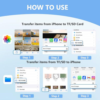 3-in-1 Memory Dual Slots with USB Camera Digital Adapter | White, Type C High Speed, SD and MicroSD Card Reader with OTG for iPhone 17/16/15,iPad,iMac,MacBook,Galaxy,Android