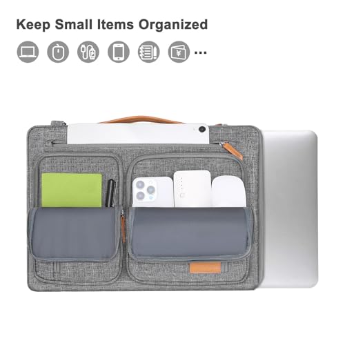 MOSISO 360 Protective Laptop Bag, Computer Bags | Side Open Messenger Bag with Trolley Sleeve&5 Pockets - color: Gray