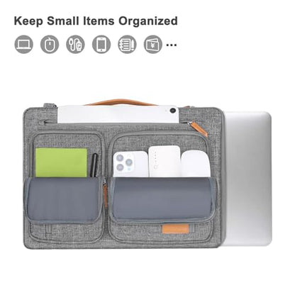 MOSISO 360 Protective Laptop Bag, Computer Bags | Side Open Messenger Bag with Trolley Sleeve&5 Pockets - color: Gray