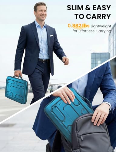 DOMISO Laptop Hard Case 14-14.4 inch Waterproof Shockproof Hard Shell Laptop Sleeve with Handle & Storage Pocket, Compatible with MacBook, HP, Dell, Teal | Waterproof, Shockproof, With Handle & Storage Pocket, Compatible with MacBook, HP, Dell - color: Te