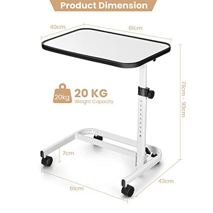 Overbed Table Overbed Table Wheels Adjustable C-Shaped Overbed Table with Wheels - Rolling Laptop Desk for Home & - Space-Saving Bedside Coffee Table On Sofa - 9-Position Height & Tilting Top