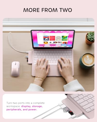 Satechi USB-C Snap Hub for MacBook Neo, 6-in-2 Flush Dual-Connector Hub with 4K/60Hz HDMI, 45W Pass-Through Charging, SD & microSD Card Readers, USB-A & USB-C 5Gbps Data, Blush - color: Blush