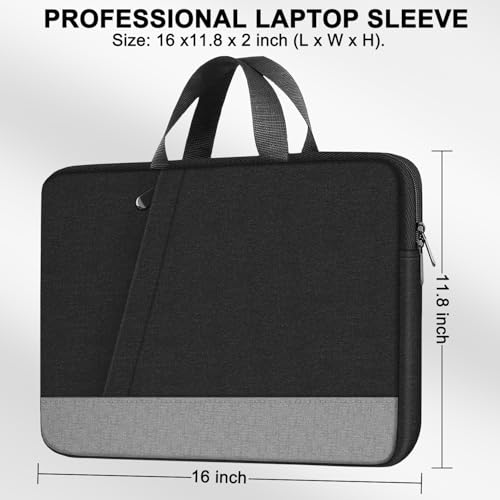 Laptop Case Sleeve, 15.6 Inch Laptop travel Bag Computer Cover for Men Women, Water Resistant Carrying Slim Laptop Sleeve Compatible for HP, Dell, Asus, Acer, Lenovo, Apple Notebook, Black