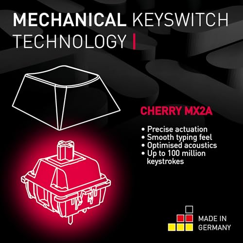 CHERRY XTRFY MX 2.0S, Wired Mechanical Gaming Keyboard with RGB-Lighting, Designed in Germany, Full Key Rollover, Anti Ghosting, Cherry MX2A Blue Switches, White - color: White, size: MX2A Blue