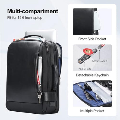 BOPai Business Smart 15.6 Inch Laptop Backpack Convertible Expandable Anti-Theft USB Charging Multi-Functional Travel Professional Work Office Men Commuter Large Black With Bottle Holder Waterproof - color: Black2