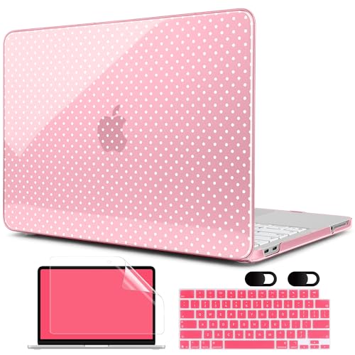 MEEgoodo 4-in-1 Printed Case for MacBook Neo 13 inch 2026 Release Model A3404, Laptop Hard Shell Cases with Keyboard Skin & Screen Protector & Webcam Covers, Cherry Blossom Pink&Polka Dots - color: Cherry Blossom Pink&Polka Dots