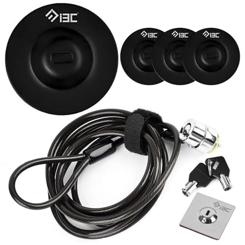 Laptop Cable Lock Hardware Security Cable Lock Anti Theft with 2 Keys and Anchor Plate Adhesive Security Plates 4 Pcs