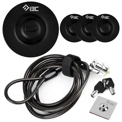 Laptop Cable Lock Hardware Security Cable Lock Anti Theft with 2 Keys and Anchor Plate Adhesive Security Plates 4 Pcs