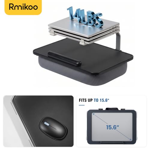 Rimkoo Elevated Lap Desk for 15.6" Laptop, 2-in-1 Dual Laptop Stand with Pillow Cushion, Lightweight Lap Tray for Couch & Bed, Ergonomic Design for Stable Typing & Relaxed Posture, Black
