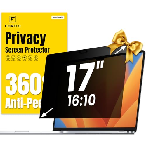F FORITO 17 Inch 16:10 360°Laptop Privacy Screen Protector, Anti Peeping Anti Glare Laptop Privacy Shield, Reduce Eye Strain & Eye Protection - size: 17 Inch Computer with 16:10 Aspect Ratio