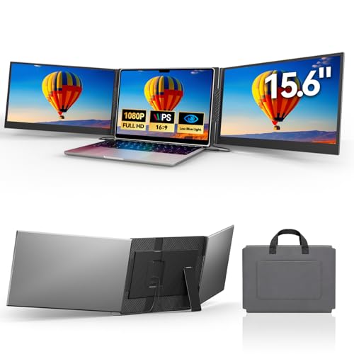 Laptop Screen Extender 15.6”, IPS Plug&Play Portable Monitor for Laptop, FHD 1080P Triple Monitor Extender, Ultra-Slim Travel Extended Screen for Business Work Study - color: Dark gray