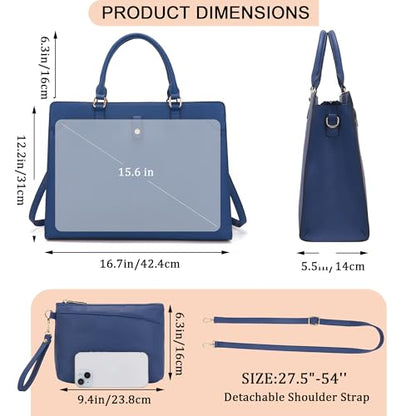 YZAOLL 15.6 Inch Laptop Bag for Women Work Tote Briefcase for Teacher Purse - color: Darkblue