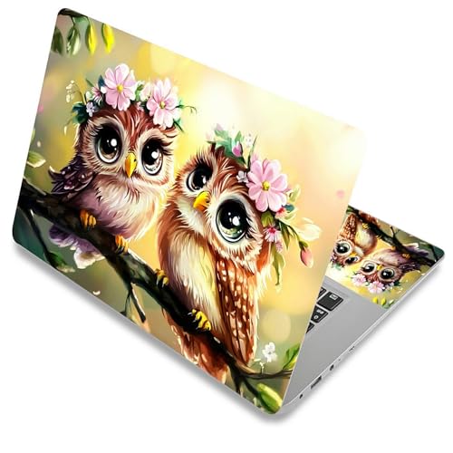 Laptop Skin Sticker Decal Cover,Two Cute Owls Flower Crowns | DIGTIALL Universal Laptop Skin Sticker, Waterproof Removable Notebook Decal Protector Cover for 12 13 14 15 Inch Laptops - color: Two Cute Owls Flower Crowns