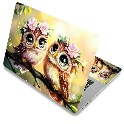 Laptop Skin Sticker Decal Cover,Two Cute Owls Flower Crowns | DIGTIALL Universal Laptop Skin Sticker, Waterproof Removable Notebook Decal Protector Cover for 12 13 14 15 Inch Laptops - color: Two Cute Owls Flower Crowns