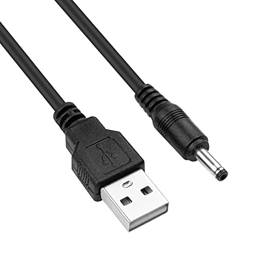 Smays 5-Pack DC 5V Power Cord, USB to DC 3.5mm x 1.35mm Round Barrel Plug Charging Cable 5 ft Black - color: Black