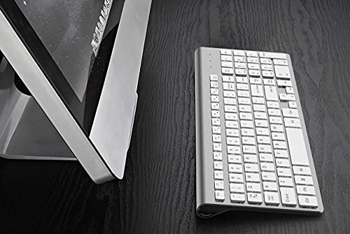 JOYACCESS J Wireless Keyboard, 2.4G Slim and Compact Wireless Keyboard with Numeric Keypad for Laptop, MacBook air, Apple, Computer, PC-Sliver&White - color: sliver white