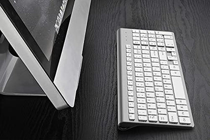JOYACCESS J Wireless Keyboard, 2.4G Slim and Compact Wireless Keyboard with Numeric Keypad for Laptop, MacBook air, Apple, Computer, PC-Sliver&White - color: sliver white