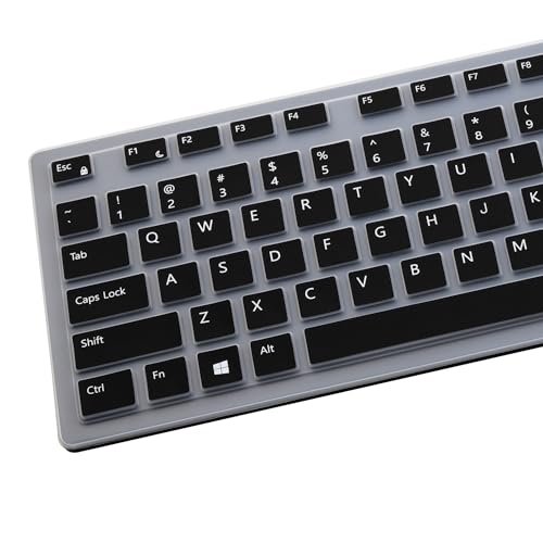 Keyboard Cover for Dell KM636 Wireless Keyboard & Dell KB216 Wired Keyboard & Dell Optiplex 5250 3050 3240 5460 7450 7050 & Dell Inspiron AIO 3475/3477/3670 All-in one Desktop Keyboard Skin-Black - color: Black