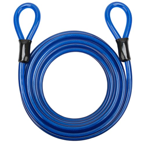 12mm Heavy Duty Security Cable with Looped Ends, Braided Steel Bike Lock Cable for Bicycle, Motorcycle & Outdoor Equipment Protection, Flexible Vinyl Coated Anti-Theft Cable - color: Blue, size: 25FT