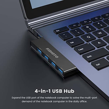 USB Hub, Fidioto 4 Port USB Adapter(1 * 3.0 Hub, 3 * 2.0 Hub), Networking Hub Expander for Laptop, iMac Pro, MacBook Air, Mac mini/Pro, Surface Pro, Notebook PC, USB Flash Drives and Mobile HDD Etc. - color: 4in1-Left-Black