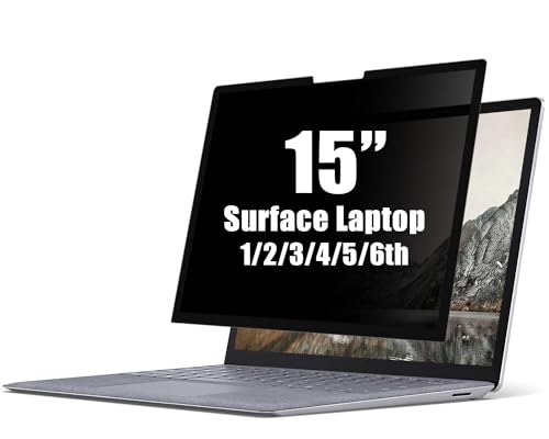 FILMEXT Privacy Screen Protector for Microsoft Surface Laptop 3/4/5th Gen 15 inch Model 1952 1953 1978 1979 1873 1872, Full Removable Surface Laptop Privacy Screen 15" Anti-Spy Anti-Glare Blue Light Filter