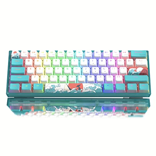 Womier 60% Percent Keyboard,WK61 V2 Mechanical RGB Wired Gaming Keyboard,Hot-Swappable Creamy Key Board with PBT Keycaps,Linear Red Switch for Windows/MAC (Blue) - color: WK61 V2-Blue
