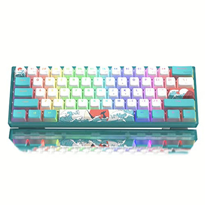 Womier 60% Percent Keyboard,WK61 V2 Mechanical RGB Wired Gaming Keyboard,Hot-Swappable Creamy Key Board with PBT Keycaps,Linear Red Switch for Windows/MAC (Blue) - color: WK61 V2-Blue
