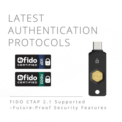 Kensington VeriMark NFC+ USB‑C Security Key, FIDO2/WebAuthn Hardware Authenticator for Passwordless Login, Works with Windows, macOS & Chrome OS, K64739WW | FIDO2/WebAuthn hardware authenticator, passwordless login, NFC and USB-C, works with Windows, macO